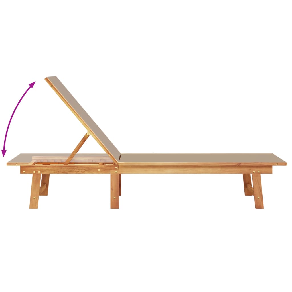 vidaXL Sonnenliege mit Tisch Taupe Massivholz Akazie und Textilene - Image 6