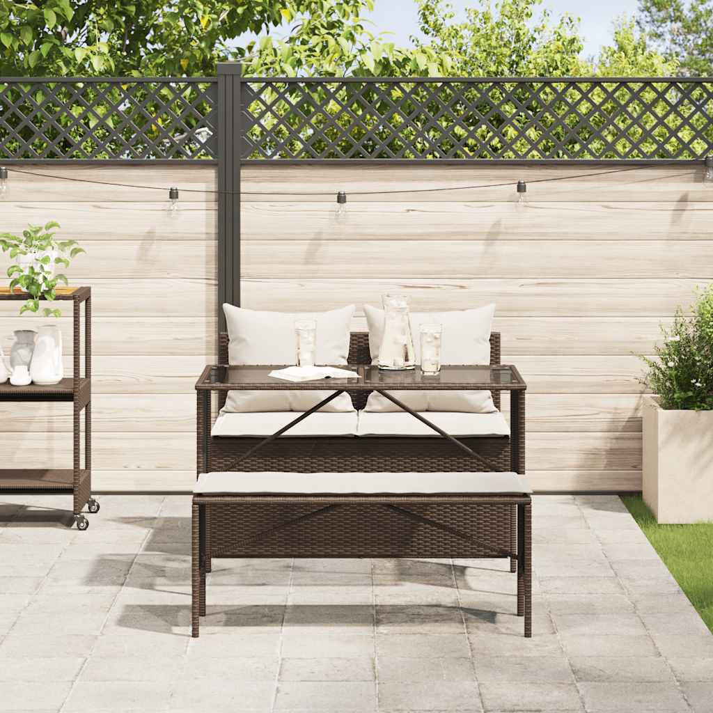 vidaXL 3-tlg. Garten-Essgruppe mit Kissen Braun Poly Rattan - Image 3