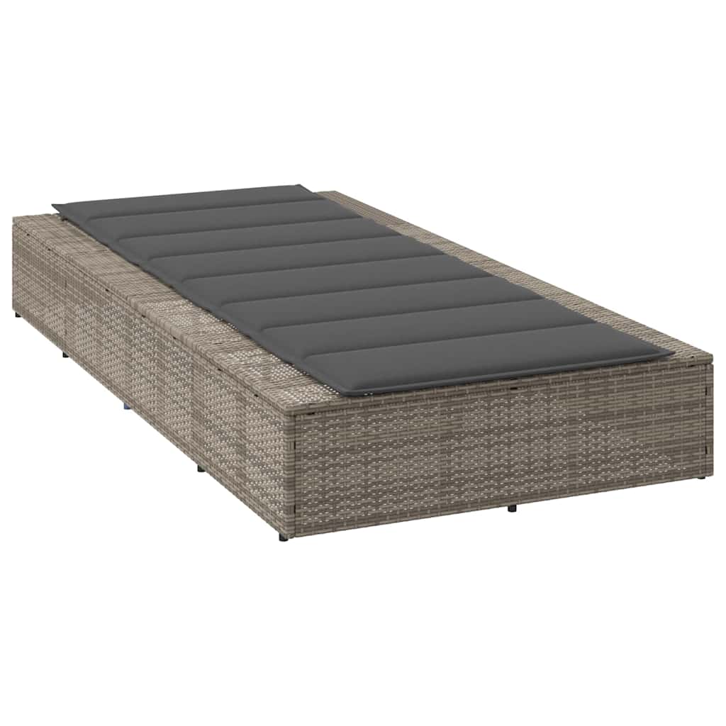 vidaXL Sonnenliege mit schwebender Auflage Grau Poly Rattan - Image 5