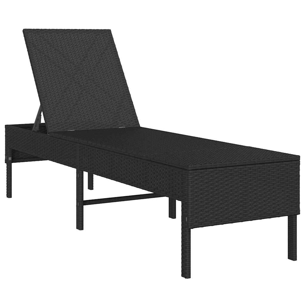 vidaXL Sonnenliege mit Auflage Schwarz 55x200x44 cm Poly Rattan - Image 4