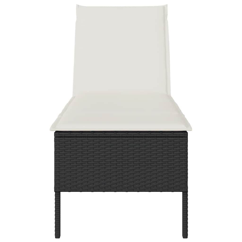 vidaXL Sonnenliege mit Auflage Schwarz 55x200x44 cm Poly Rattan - Image 5