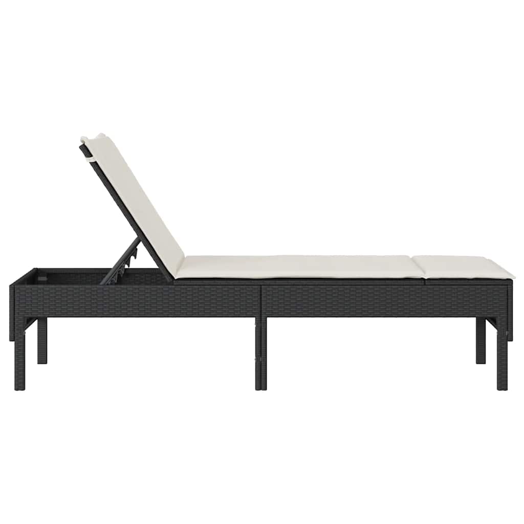 vidaXL Sonnenliege mit Auflage Schwarz 55x200x44 cm Poly Rattan - Image 6