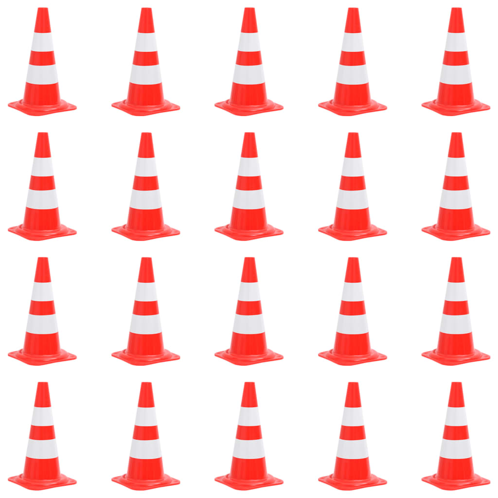 vidaXL Reflektierende Verkehrskegel 20 Stk. Rot und Weiß 50 cm