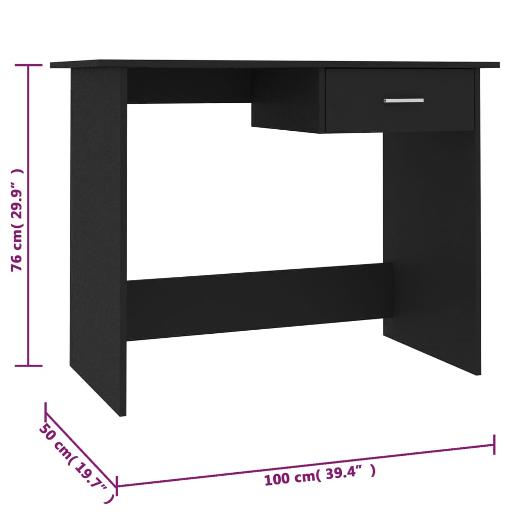 vidaXL Schreibtisch Schwarz 100×50×76 cm Holzwerkstoff - Image 6