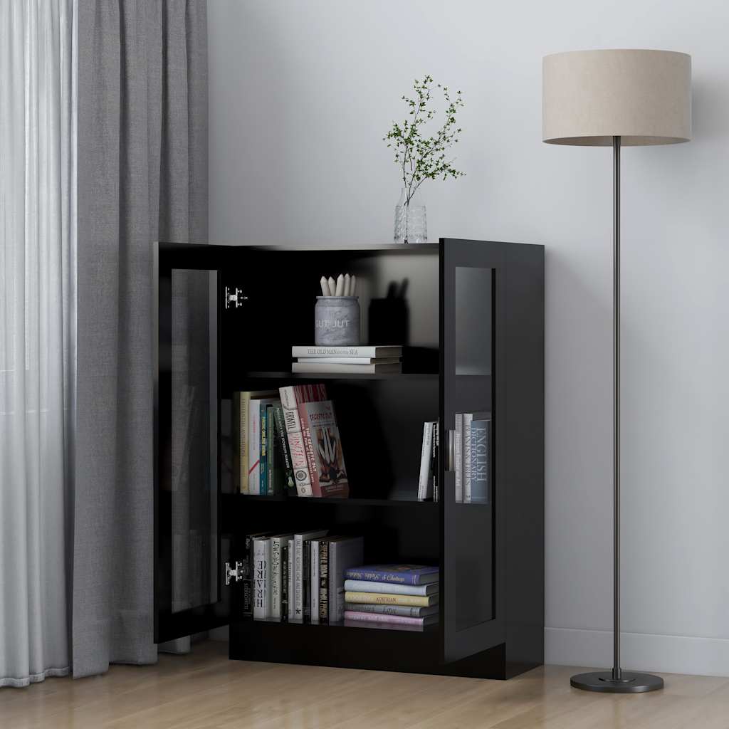 vidaXL Vitrinenschrank Schwarz 82,5x30,5x115 cm Holzwerkstoff - Image 3