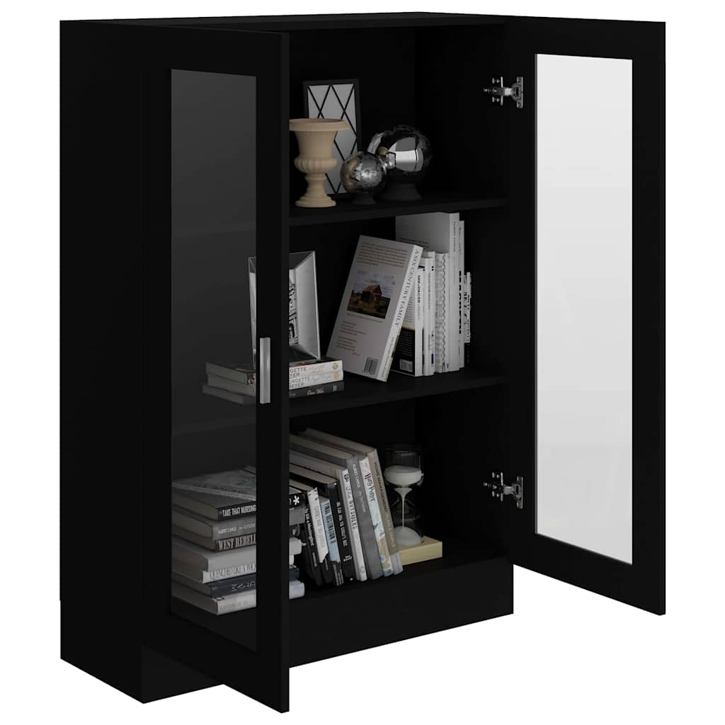 vidaXL Vitrinenschrank Schwarz 82,5x30,5x115 cm Holzwerkstoff - Image 4