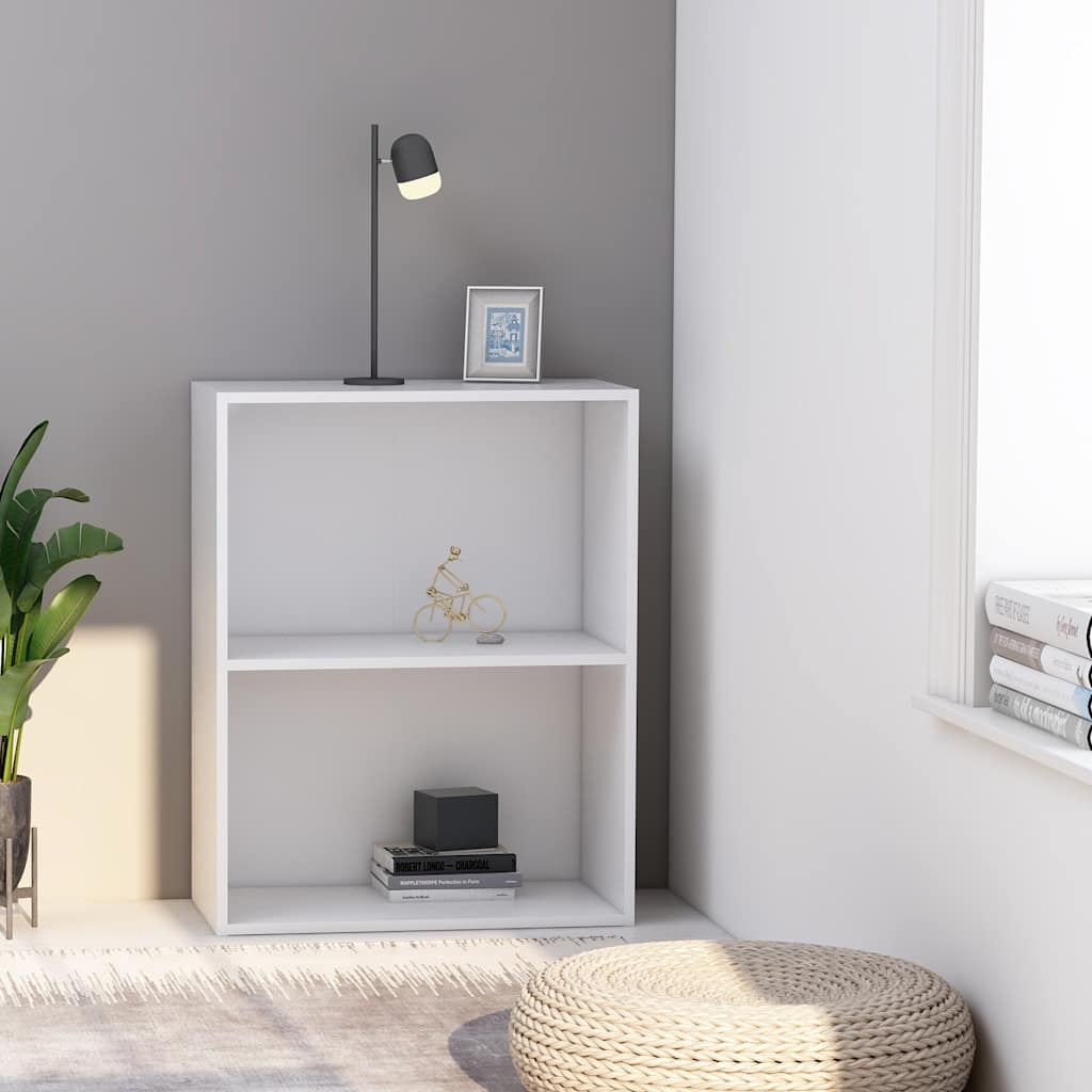 vidaXL Bücherregal 2 Fächer Weiß 60x30x76,5 cm Holzwerkstoff