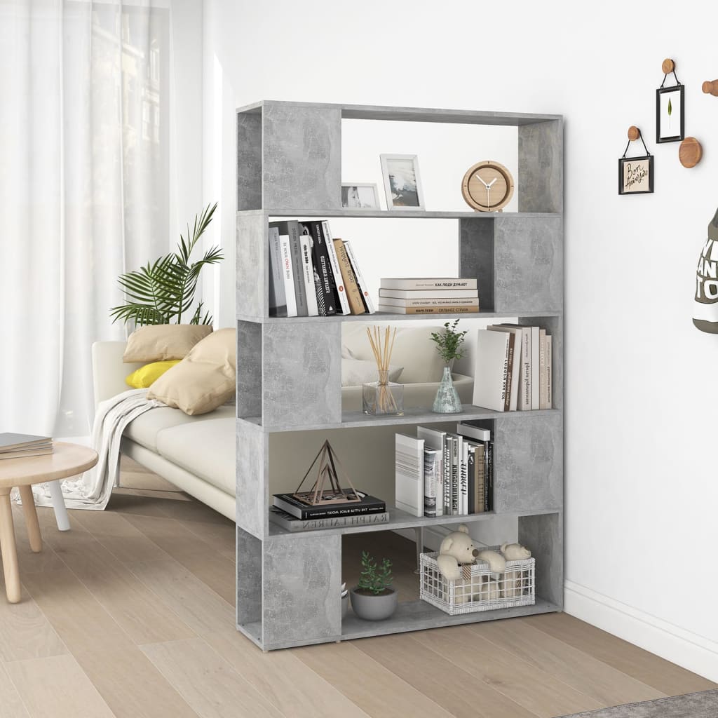 vidaXL Bücherregal Raumteiler Betongrau 100x24x155 cm Holzwerkstoff