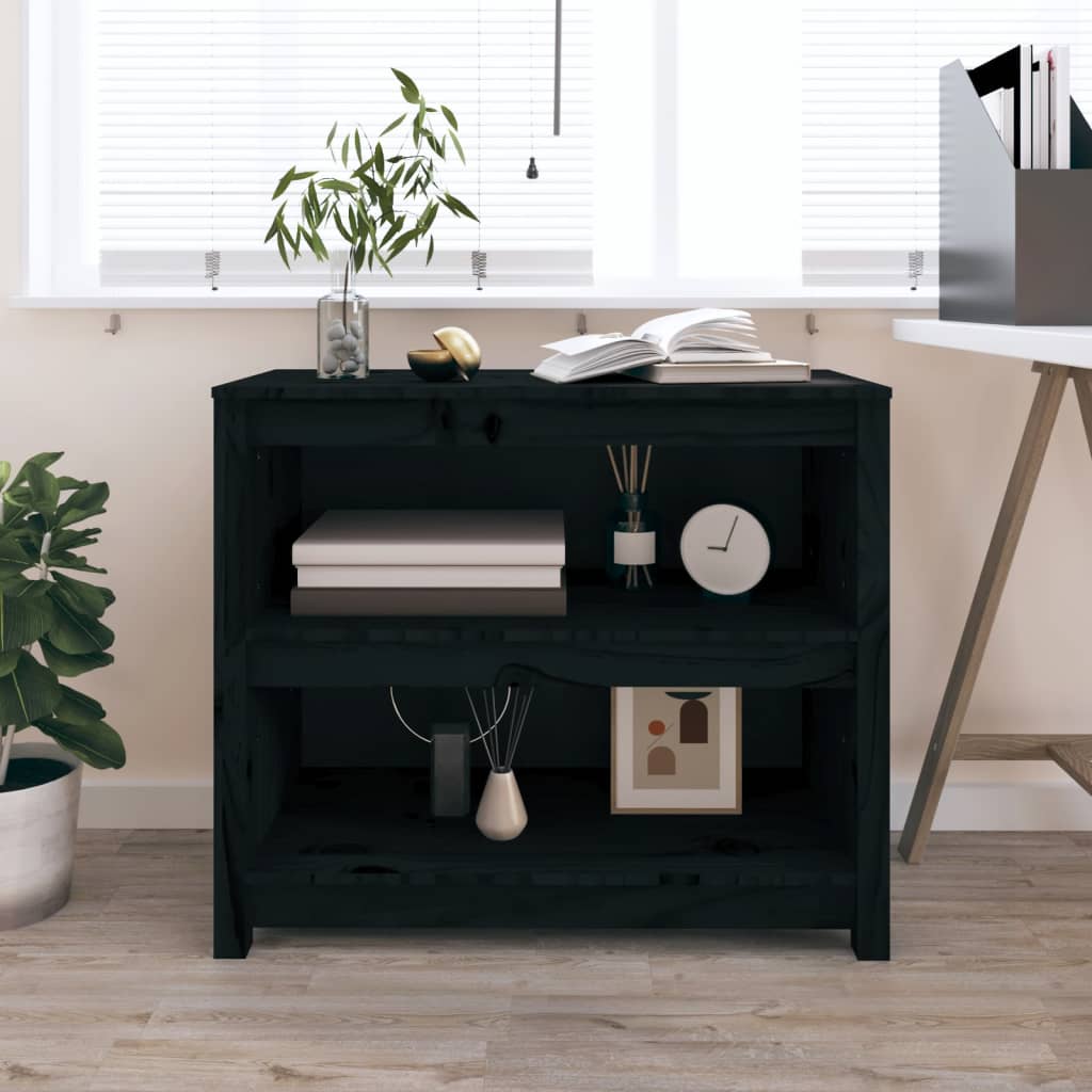 vidaXL Bücherregal Schwarz 80x35x68 cm Massivholz Kiefer