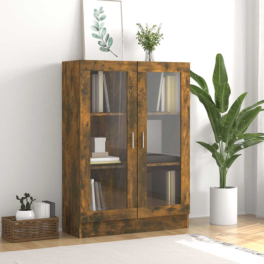 vidaXL Vitrinenschrank Räuchereiche 82,5x30,5x115 cm Holzwerkstoff