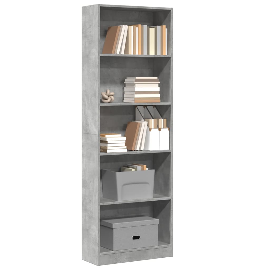 vidaXL Bücherregal Betongrau 60x24x176 cm Holzwerkstoff