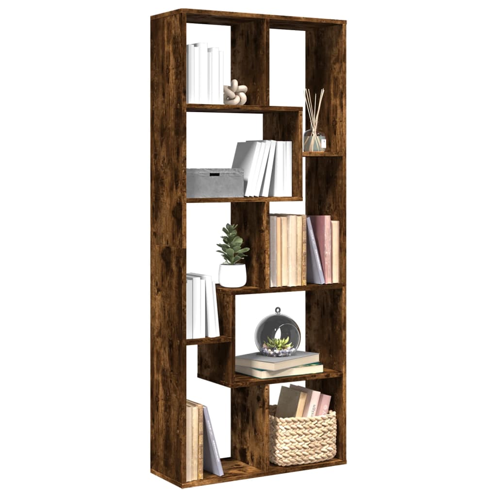vidaXL Raumteiler-Bücherregal Räuchereiche 67x25x161,5cm Holzwerkstoff