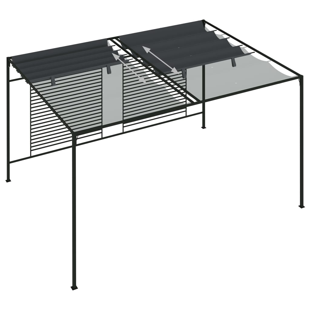 vidaXL Pavillon mit Ausziehbarem Dach 4x3x2,3 m Anthrazit 180 g/m² - Image 6