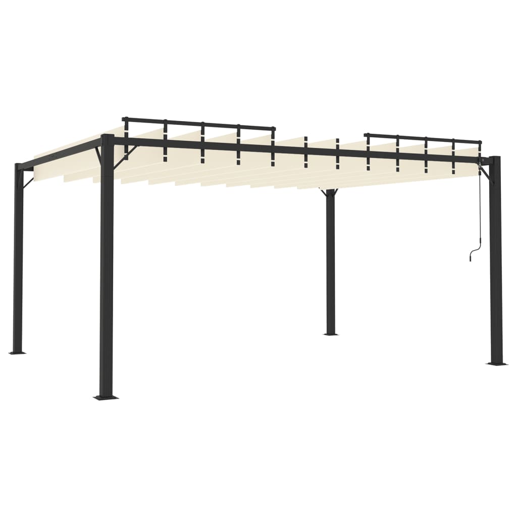 vidaXL Pergola mit Lamellendach 3x4 m Creme Stoff und Aluminium - Image 5