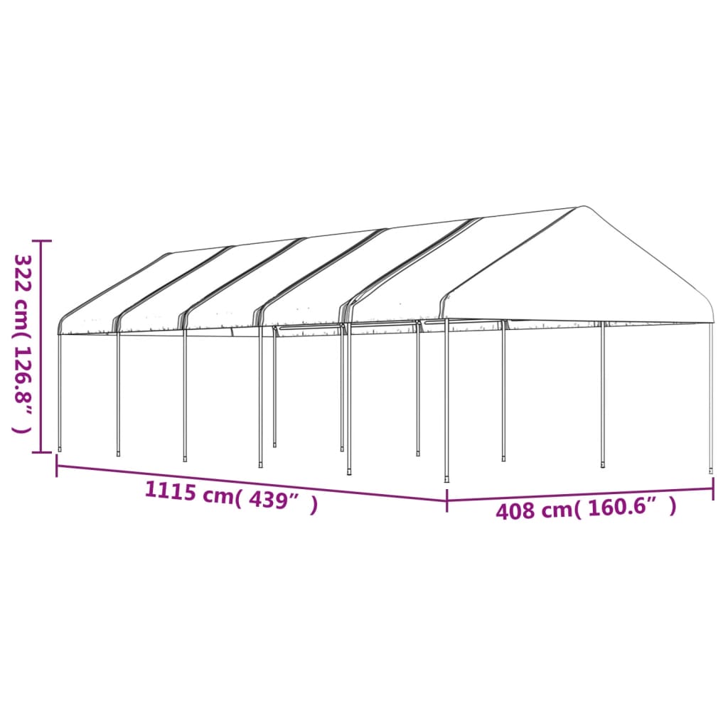 vidaXL Pavillon mit Dach Weiß 11,15x4,08x3,22 m Polyethylen - Image 5