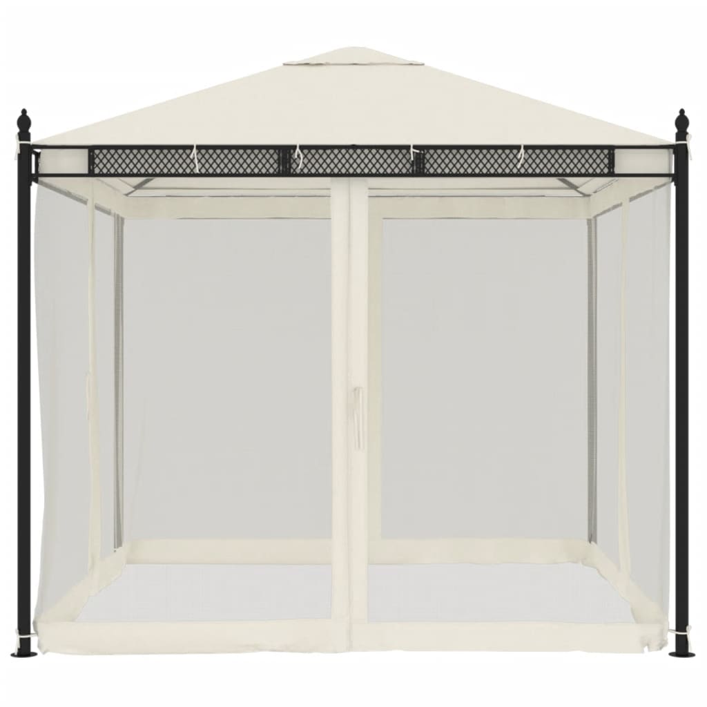 vidaXL Pavillon mit Netzwänden Creme 2,93x2,93 m Stahl - Image 4