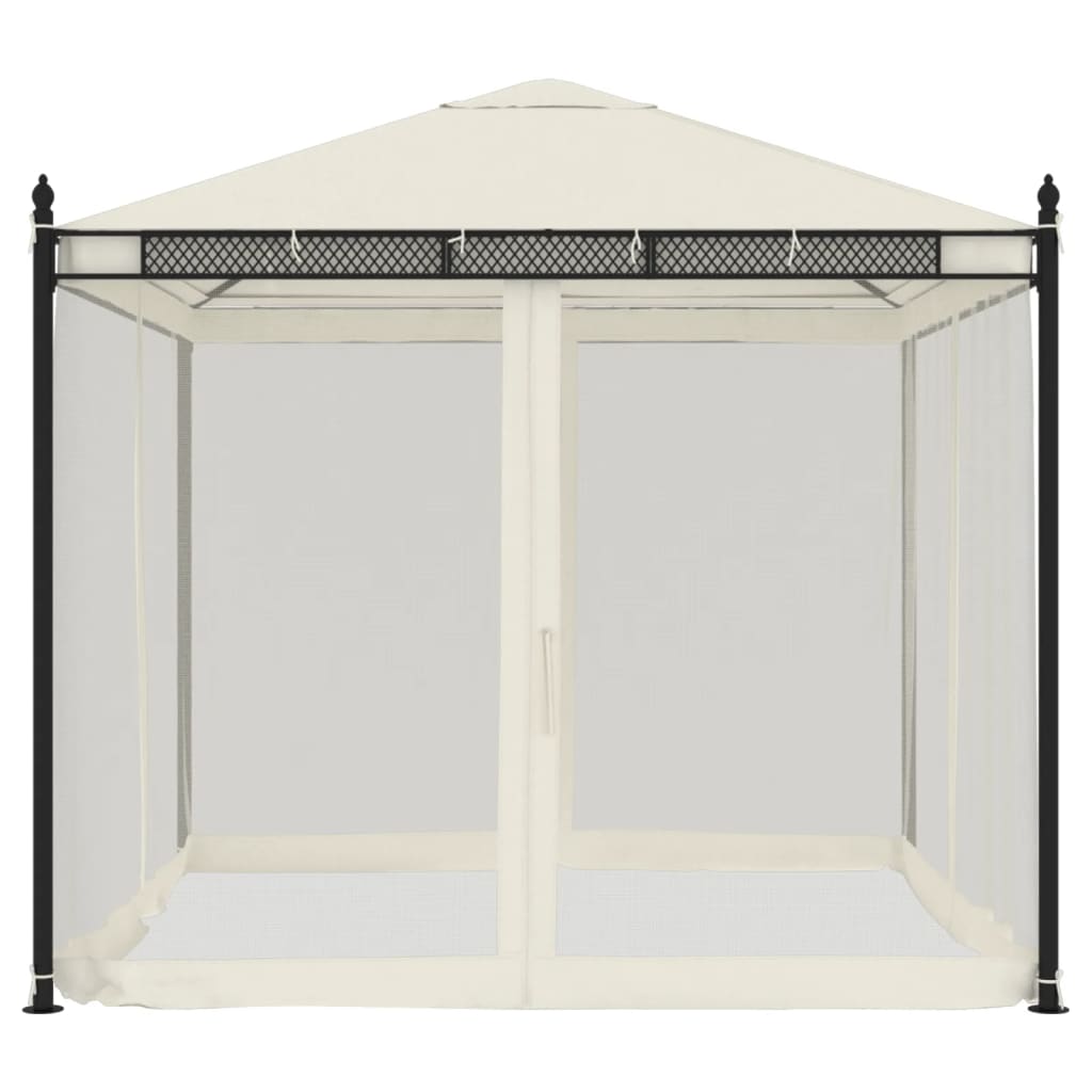 vidaXL Pavillon mit Netzwänden Creme 2,93x2,93 m Stahl - Image 3