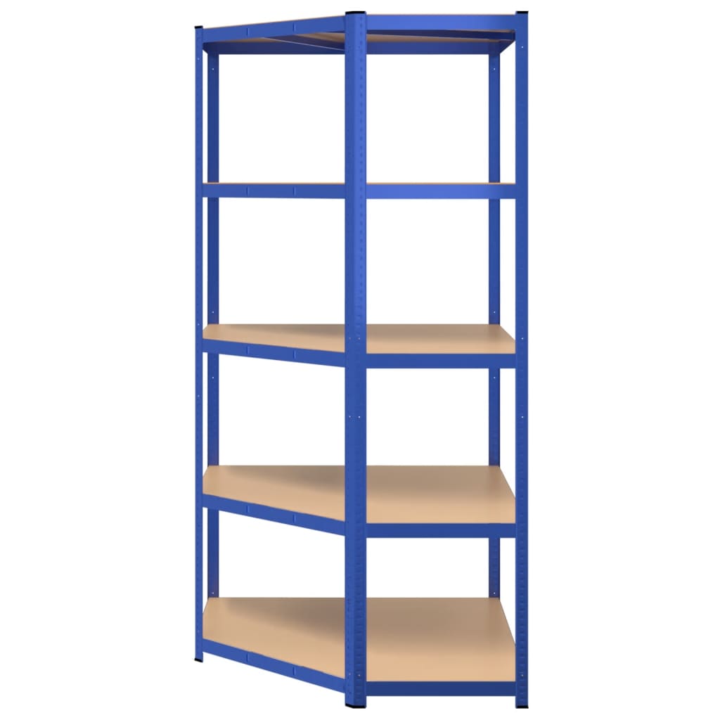 vidaXL Eckregal mit 5 Böden Blau Stahl & Holzwerkstoff - Image 5