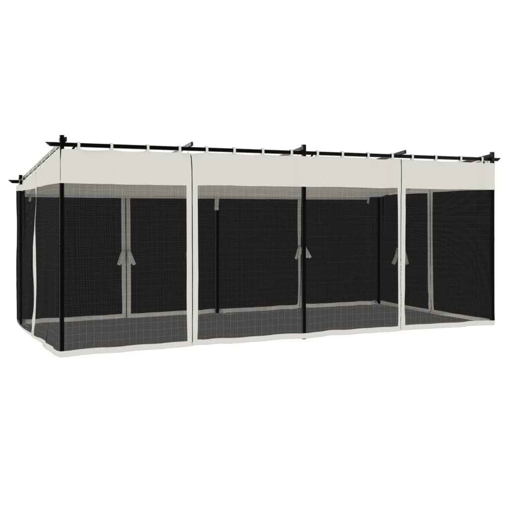 vidaXL Pavillon mit Netzwänden Creme 6x3 m Stahl - Image 6