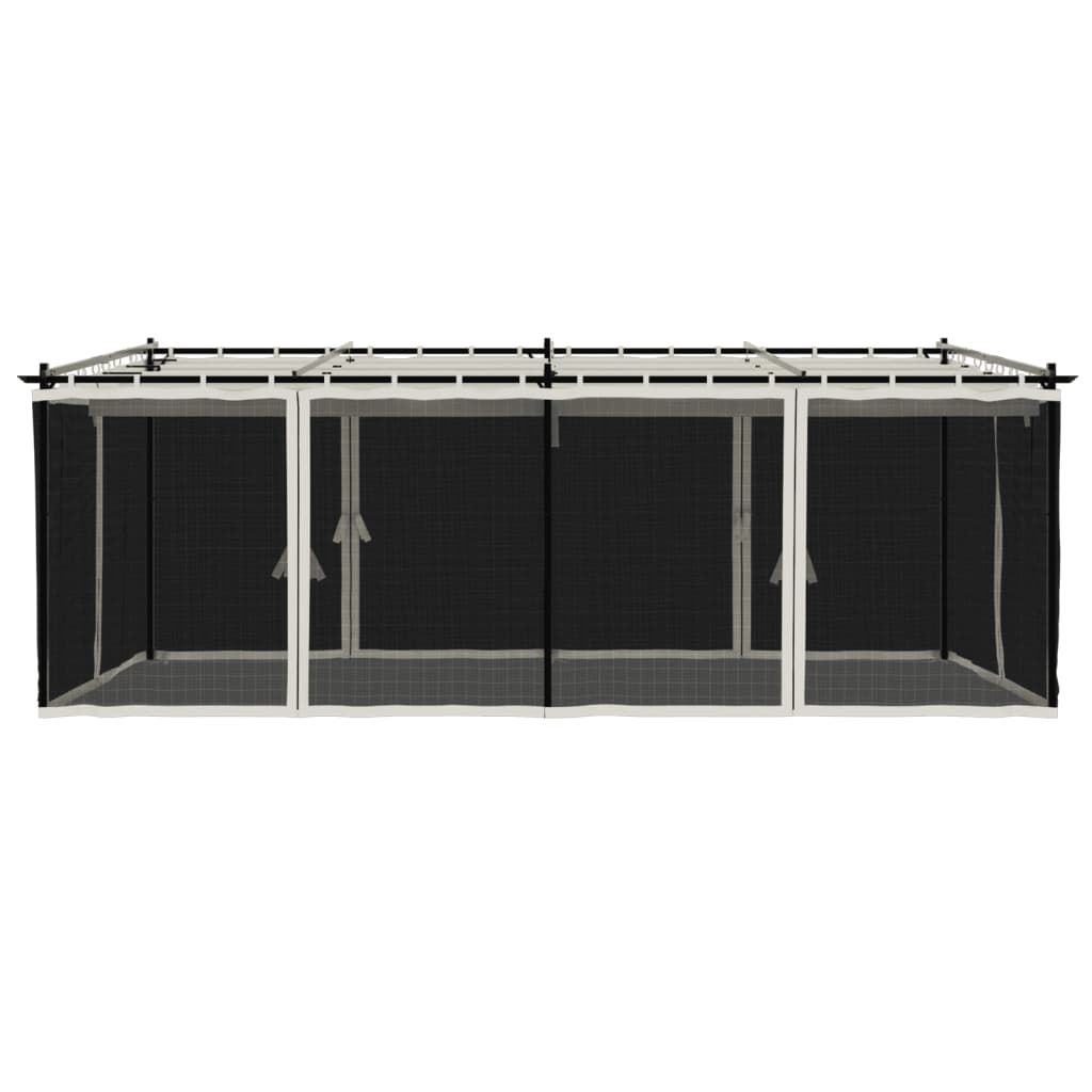 vidaXL Pavillon mit Netzwänden Creme 6x3 m Stahl - Image 4