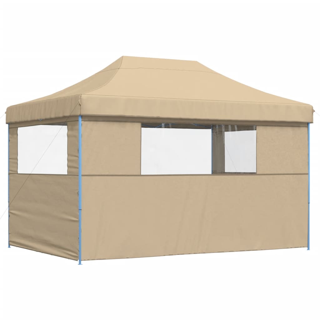 vidaXL Partyzelt Faltbar Pop-Up mit 3 Seitenteilen Beige - Image 5