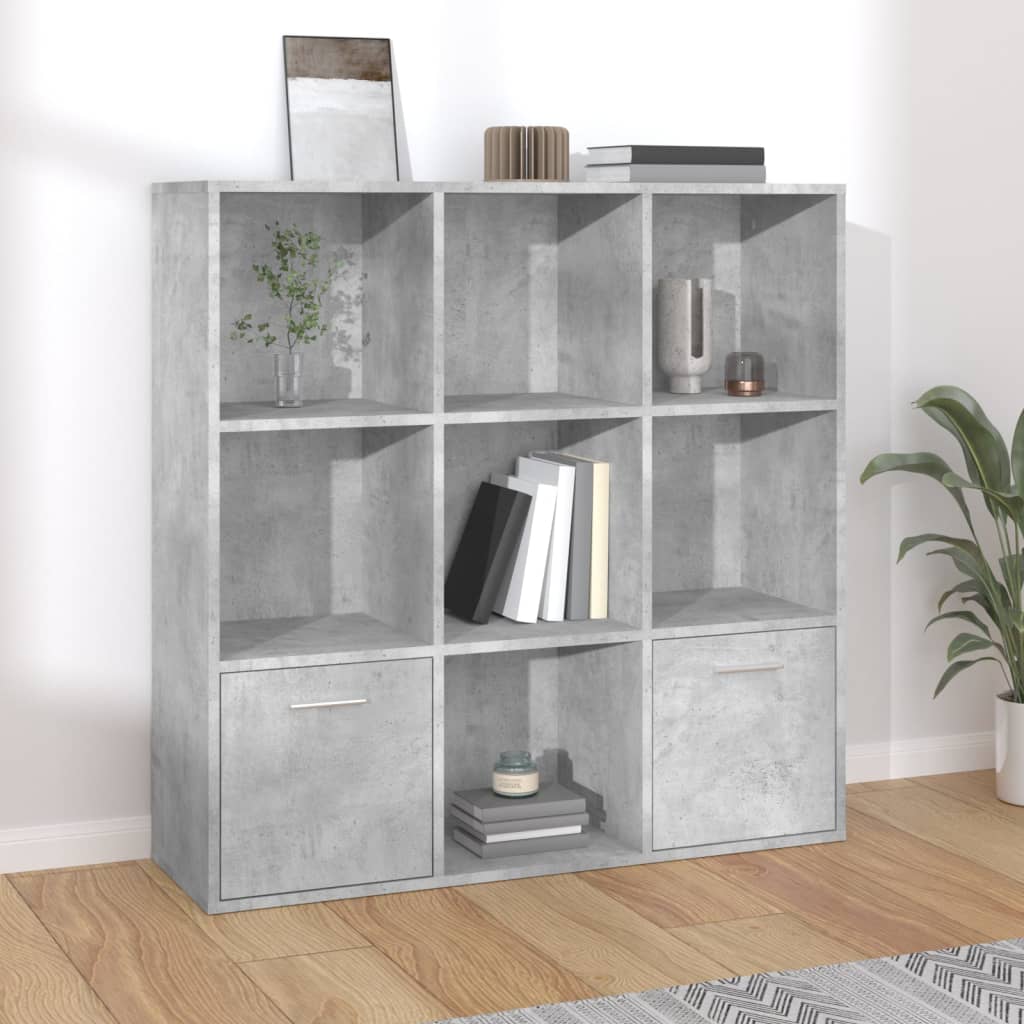 vidaXL Bücherregal Betongrau 98x30x98 cm Holzwerkstoff