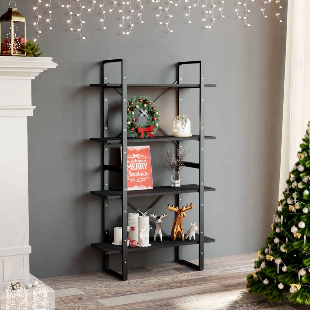 vidaXL Bücherregal 4 Fächer Grau 80x30x140 cm Holzwerkstoff