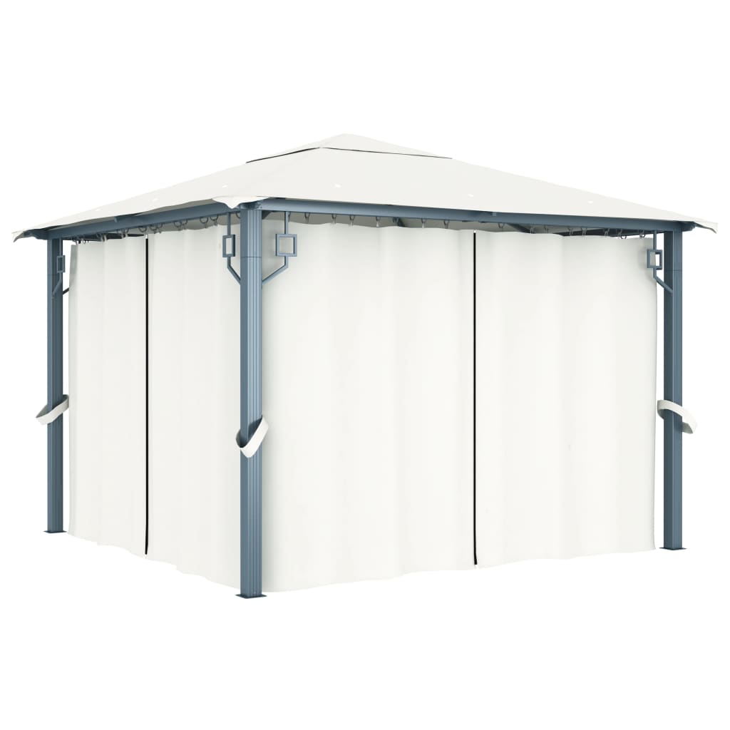 vidaXL Pavillon mit Vorhängen 300 x 300 cm Creme Aluminium