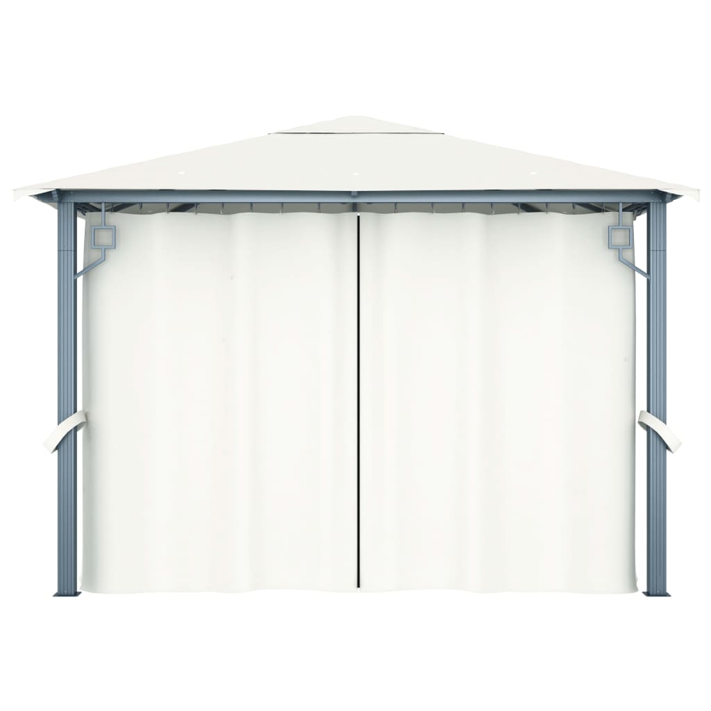 vidaXL Pavillon mit Vorhängen 300 x 300 cm Creme Aluminium - Image 5