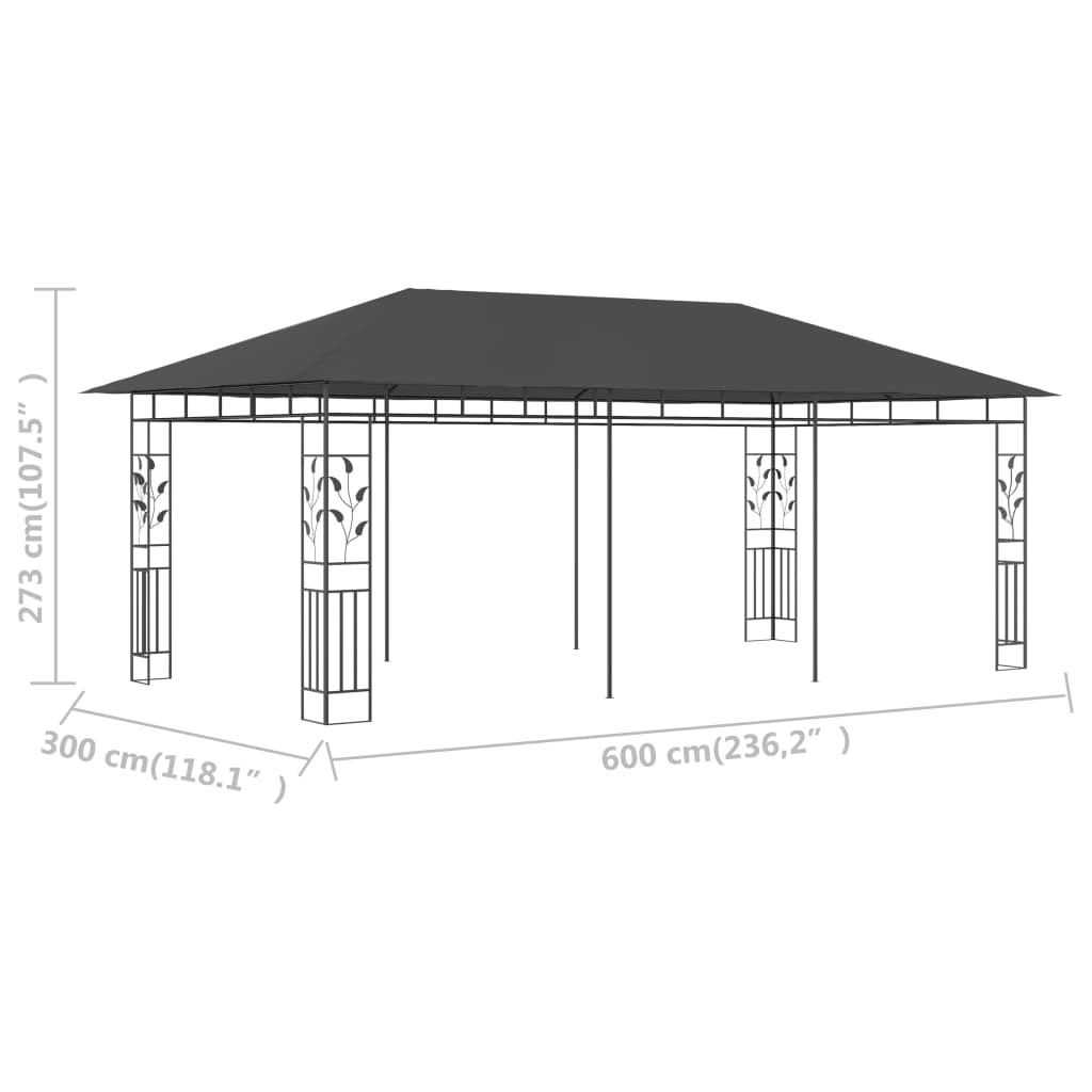 vidaXL Pavillon mit Moskitonetz 6x3x2,73 m Anthrazit - Image 6