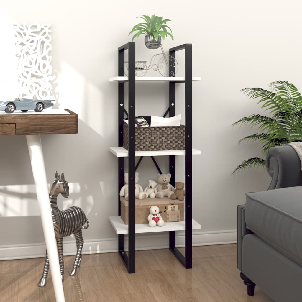 vidaXL Bücherregal 3 Fächer Weiß 40x30x105 cm Holzwerkstoff