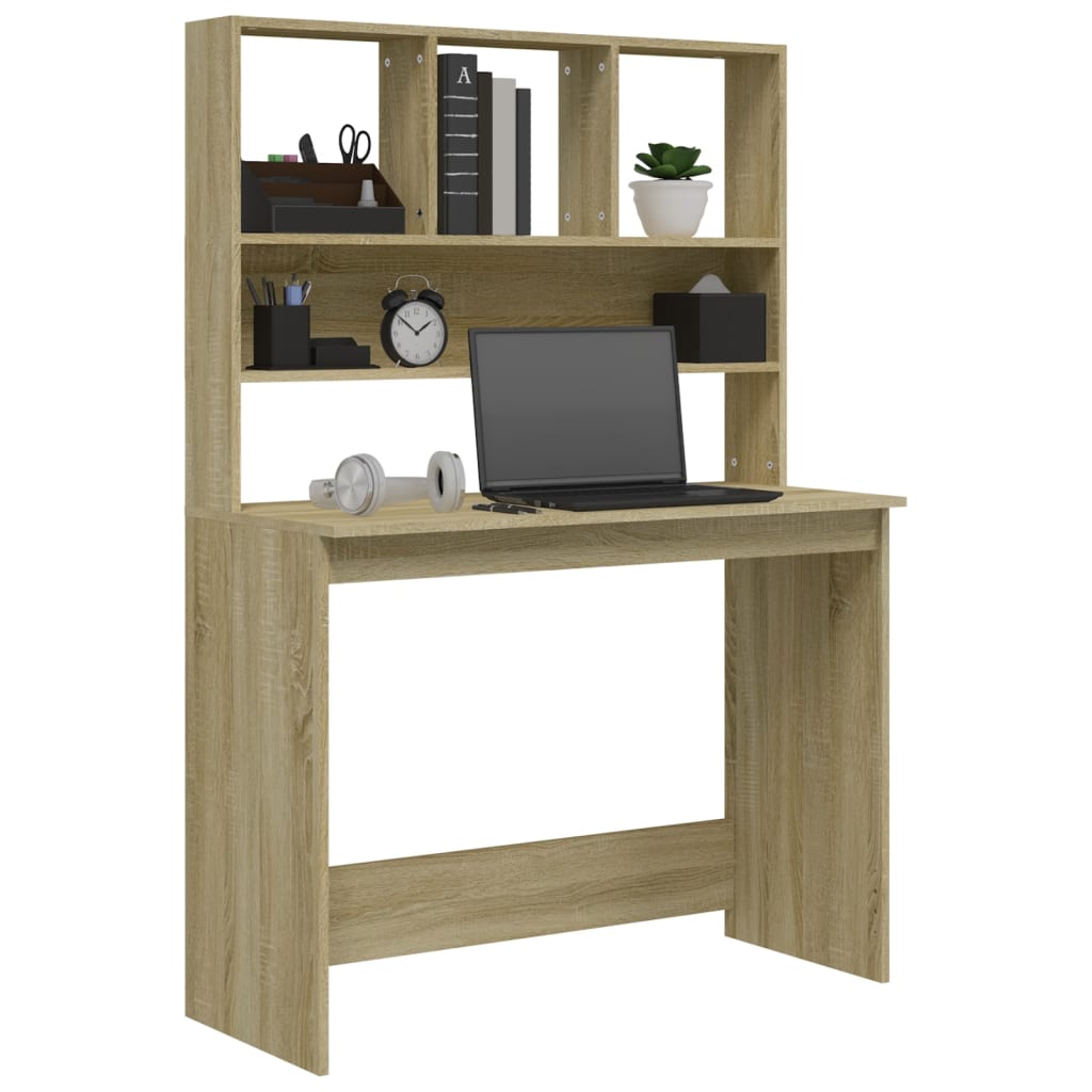vidaXL Schreibtisch mit Regal Sonoma-Eiche 102x45x148 cm Holzwerkstoff - Image 4