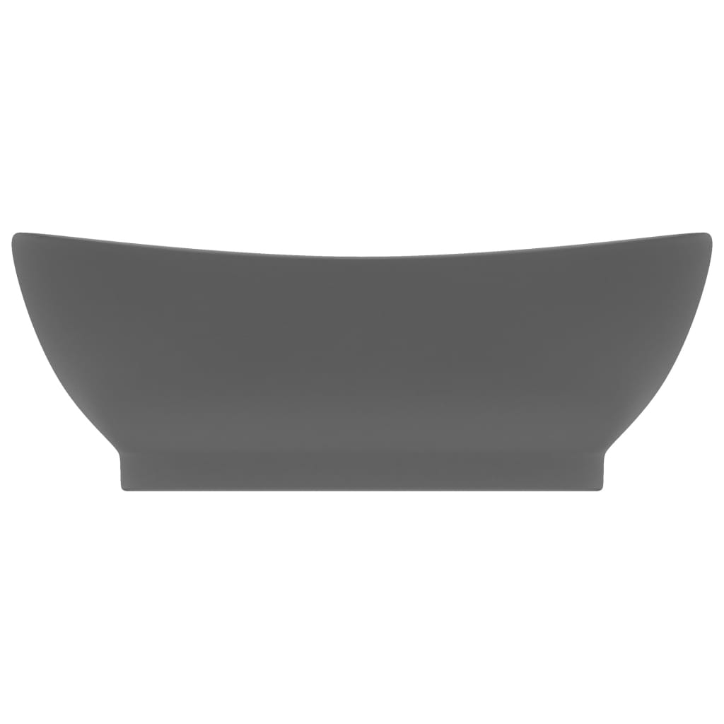 vidaXL Luxus-Waschbecken Überlauf Matt Dunkelgrau 58,5x39cm Keramik - Image 3