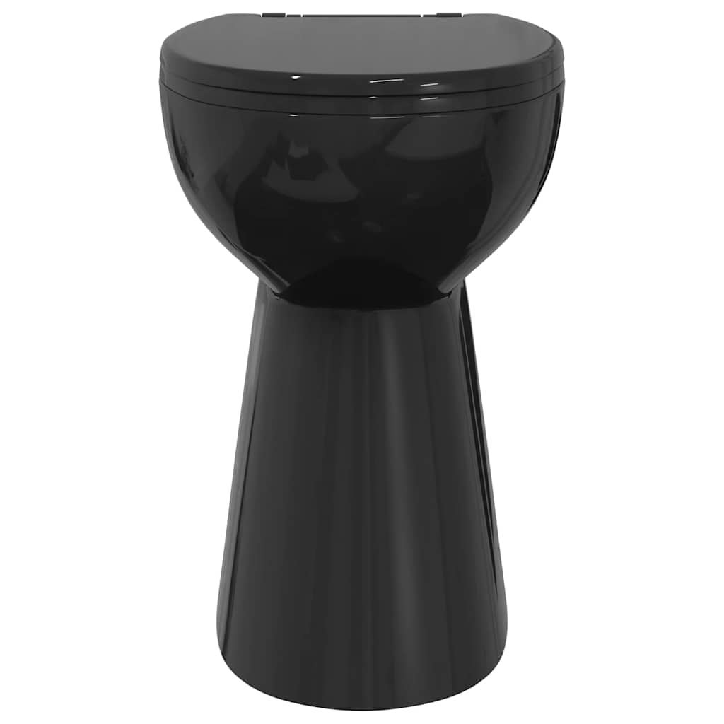 vidaXL Randloses WC 7 cm Extra Höhe Soft-Close Keramik Schwarz - Image 4