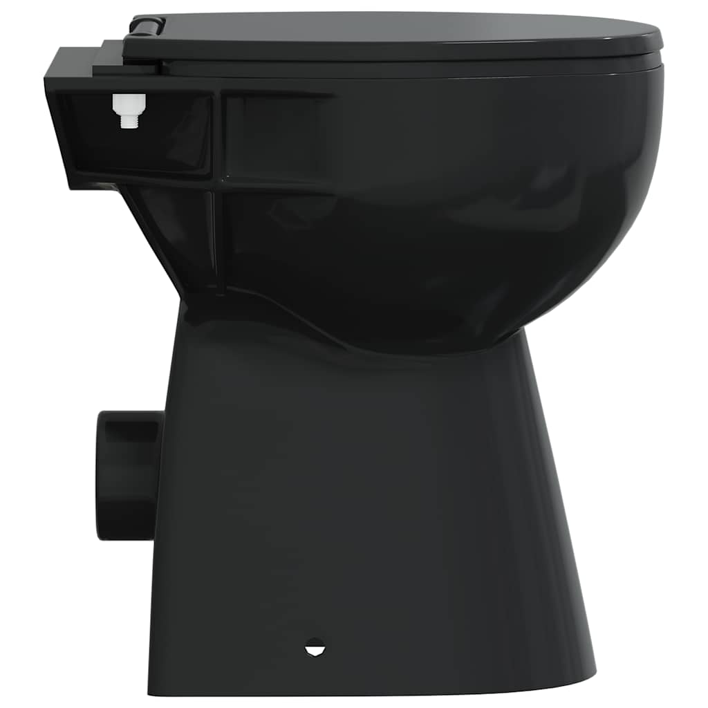 vidaXL Randloses WC 7 cm Extra Höhe Soft-Close Keramik Schwarz - Image 5