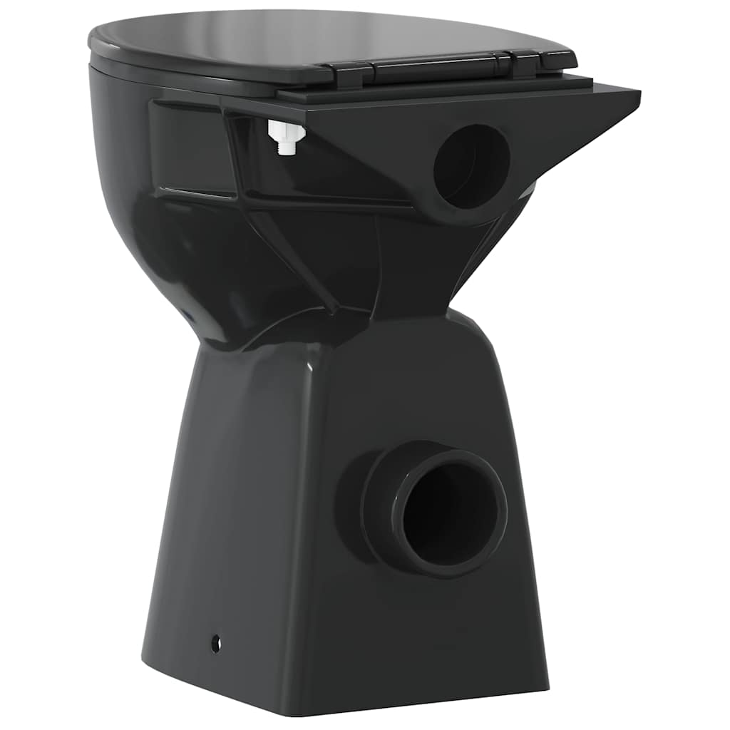 vidaXL Randloses WC 7 cm Extra Höhe Soft-Close Keramik Schwarz - Image 6