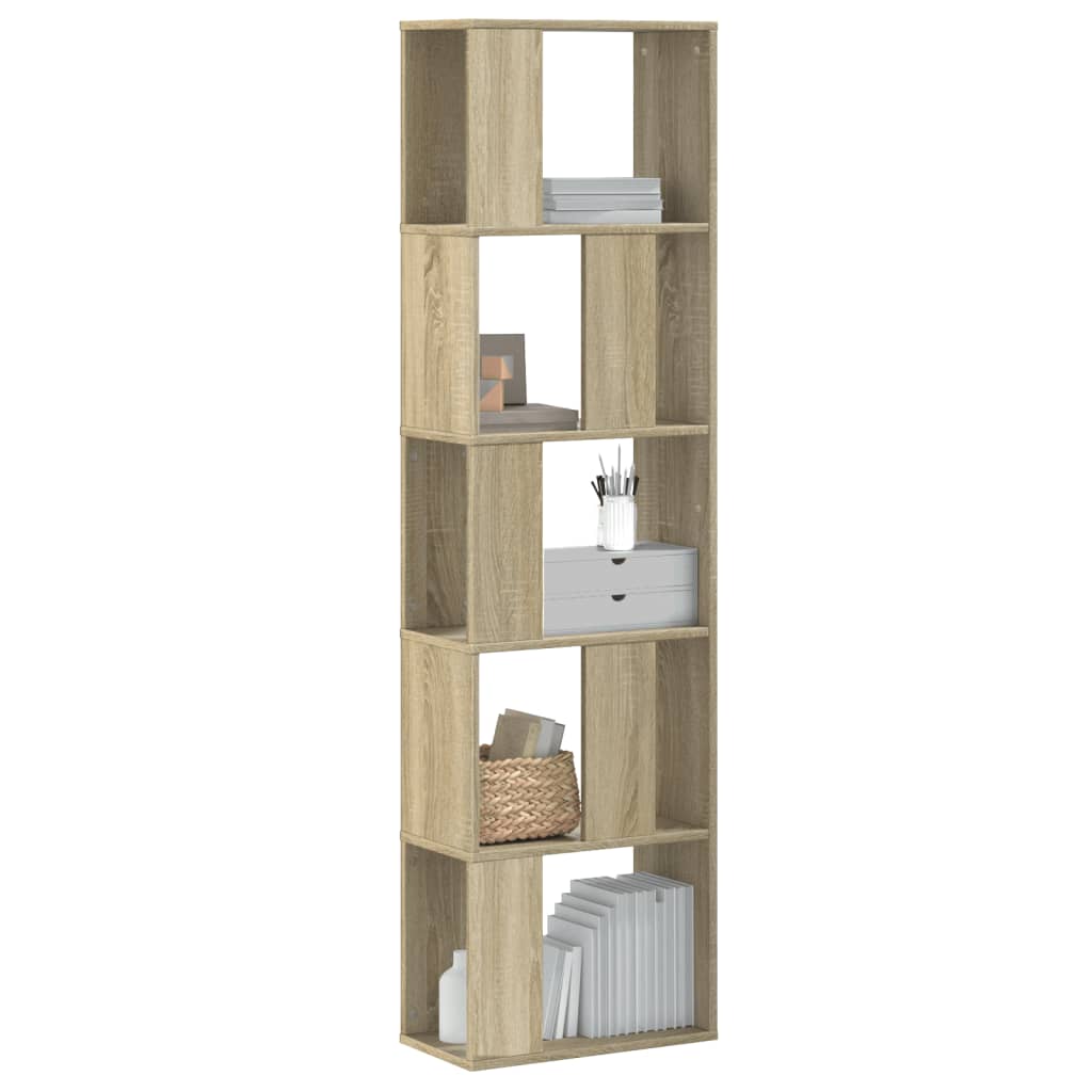 vidaXL Bücherregal 5 Böden Sonoma-Eiche 45x23,5x162,5 cm Holzwerkstoff