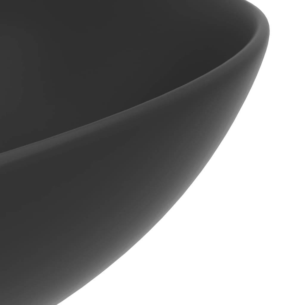 vidaXL Waschbecken Keramik Dunkelgrau Rund - Image 5