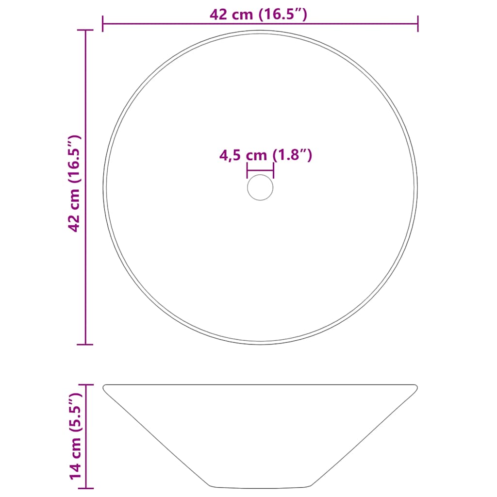 vidaXL Waschbecken 2 Stk. Schwarz Glänzend Ø42x14 cm Keramik - Image 6