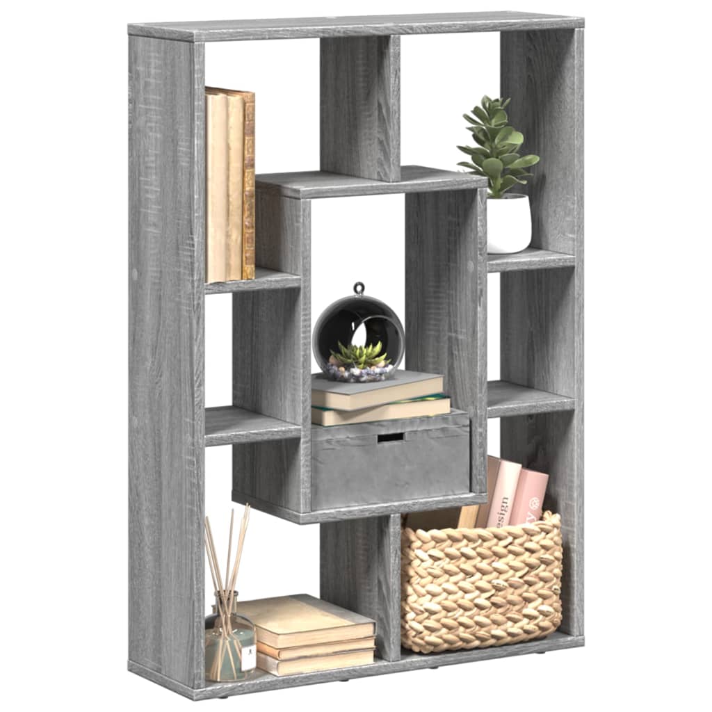 vidaXL Bücherregal Grau Sonoma 63x20x90 cm Holzwerkstoff