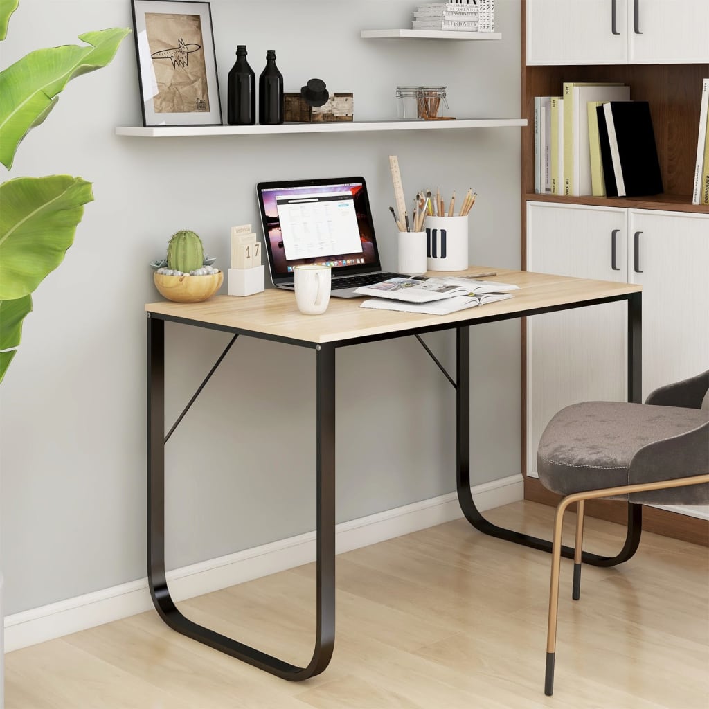 vidaXL Computertisch Schwarz und Eiche-Optik 110x60x73cm Holzwerkstoff