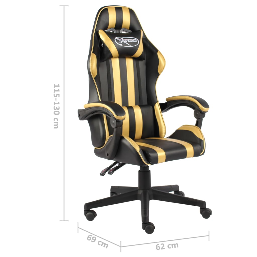 vidaXL Gaming-Stuhl Schwarz und Golden Kunstleder - Image 6