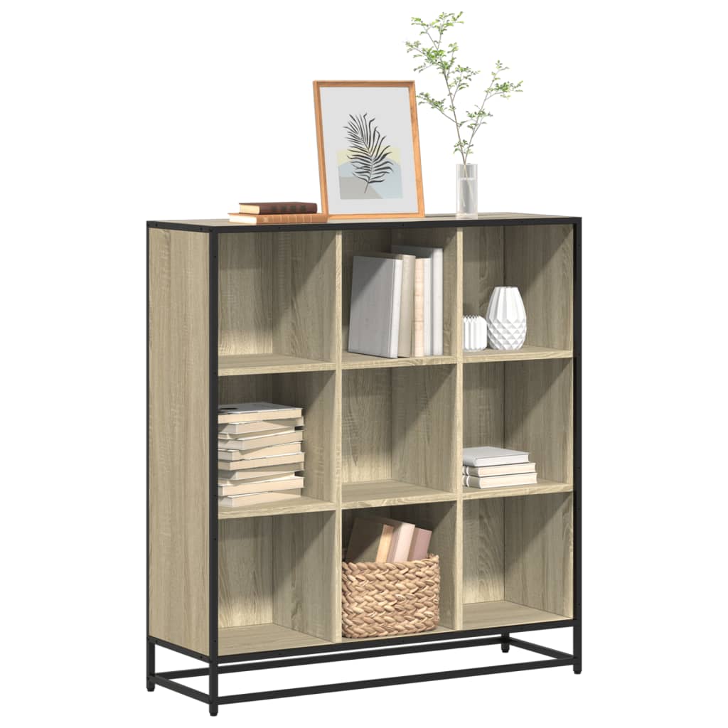 vidaXL Bücherregal Sonoma-Eiche 97,5x33x107,5 Holzwerkstoff und Metall