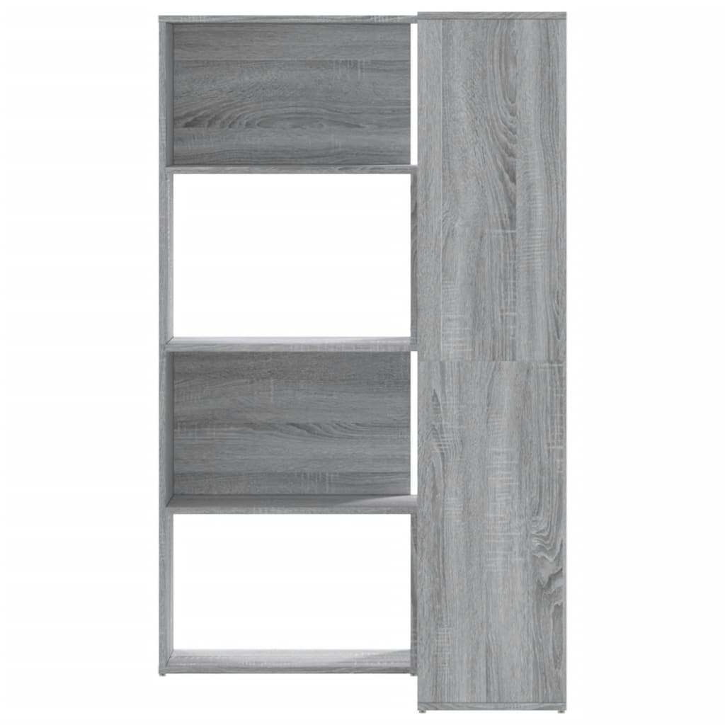 vidaXL Eck-Bücherregal 4 Etagen Grau Sonoma 85x85x140 cm Holzwerkstoff - Image 4