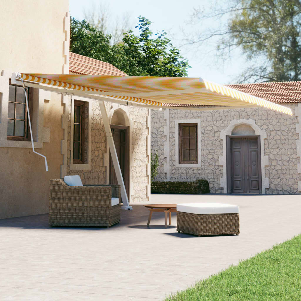 vidaXL Standmarkise Manuell Einziehbar 500x300 cm Gelb/Weiß