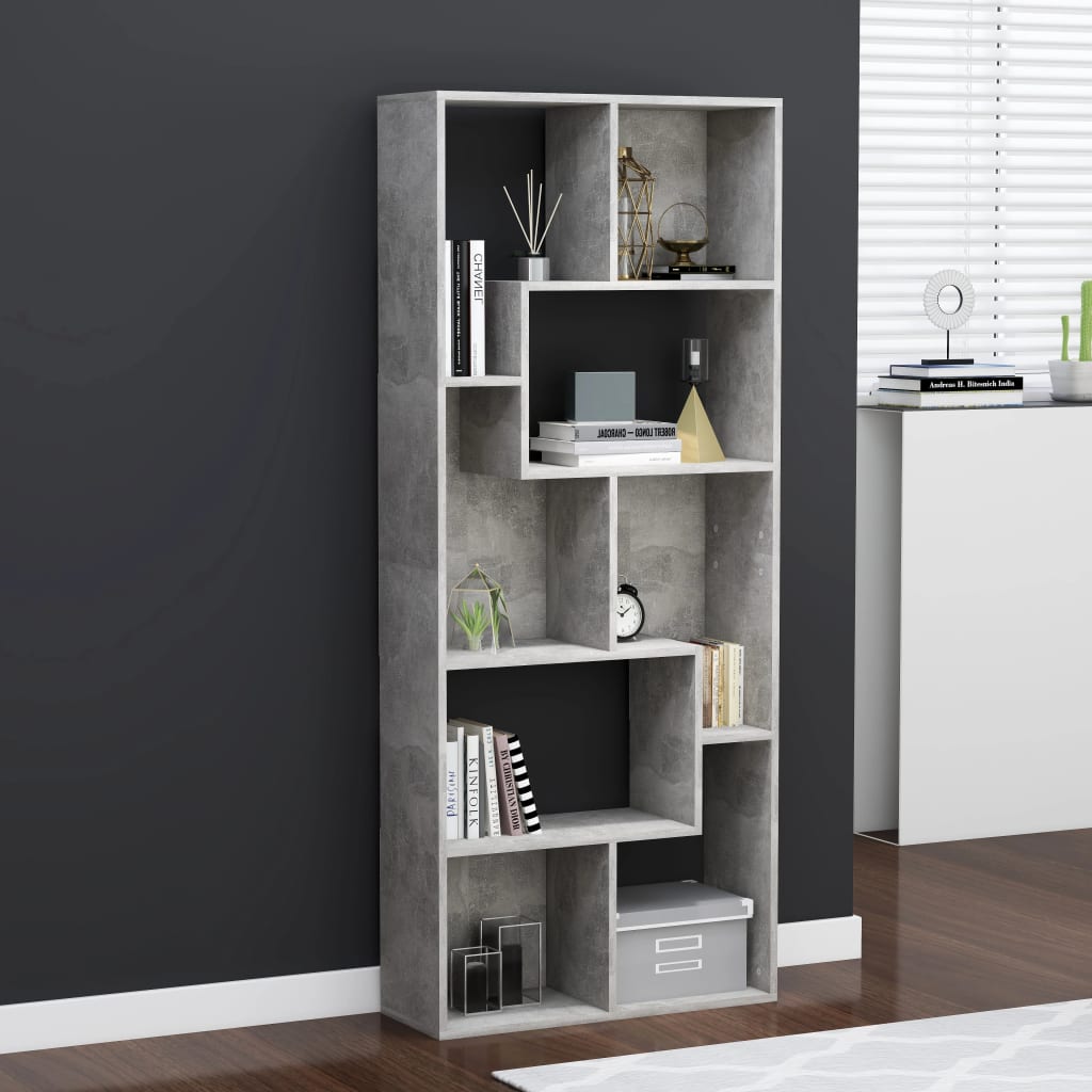 vidaXL Bücherregal Betongrau 67x24x161 cm Holzwerkstoff