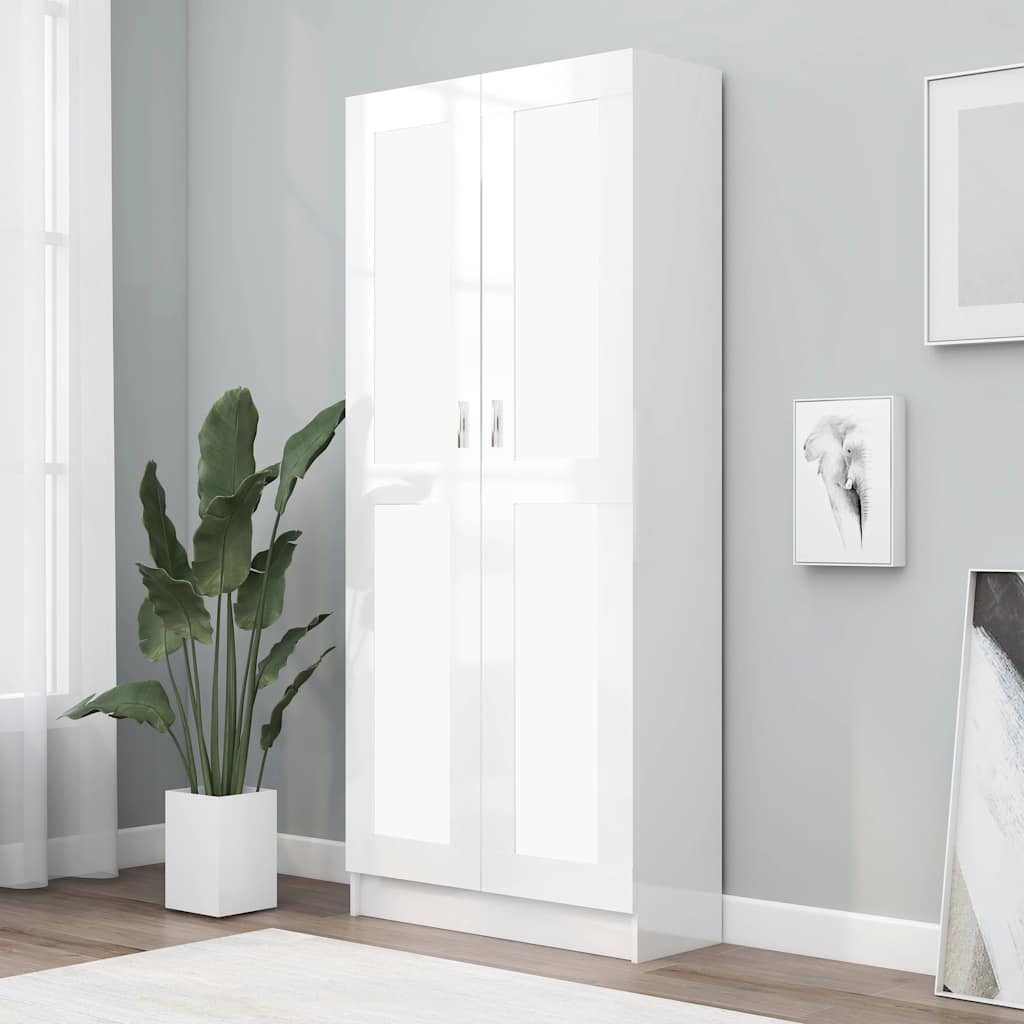 vidaXL Bücherschrank Hochglanz-Weiß 82,5x30,5x185,5 cm Holzwerkstoff