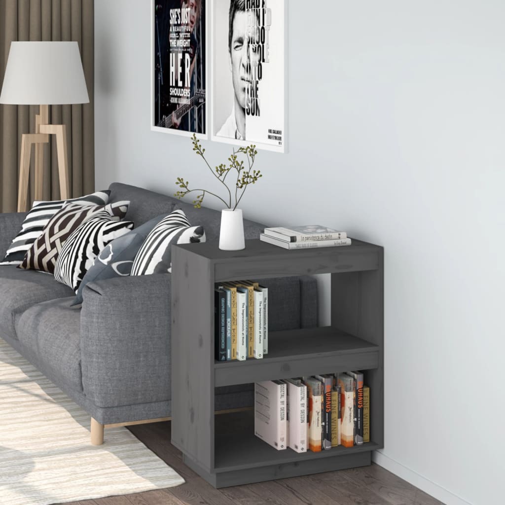 vidaXL Bücherregal Grau 60x35x71 cm Massivholz Kiefer