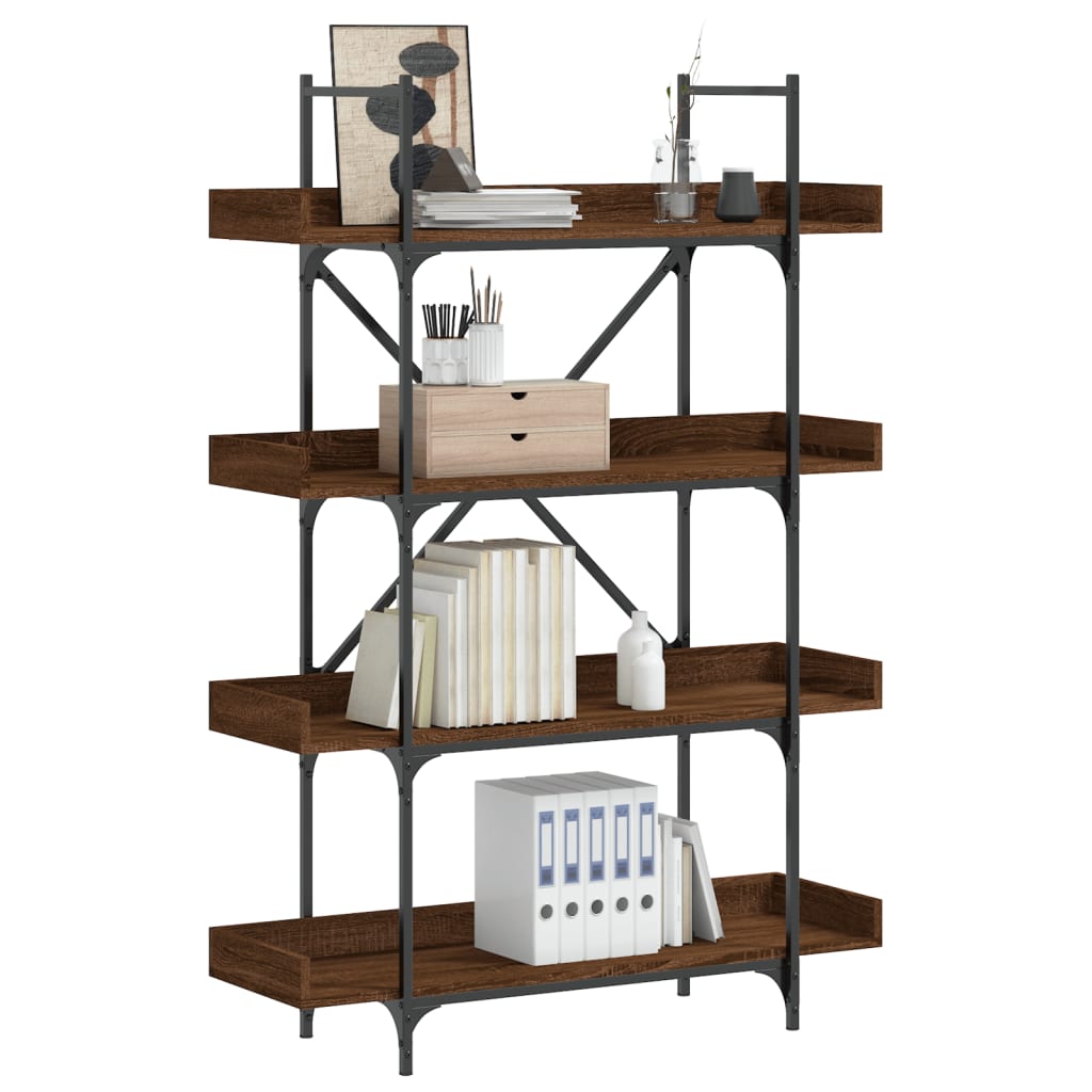 vidaXL Bücherregal 4 Böden Braun Eiche-Optik 100x33x145,5 cm