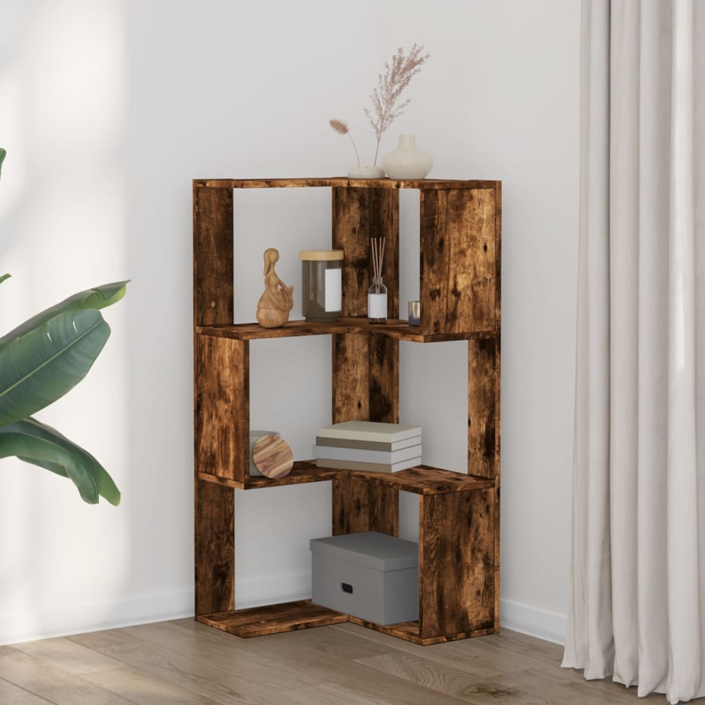 vidaXL Eck-Bücherregal 3 Böden Räuchereiche 50x50x102 cm Holzwerkstoff - Image 3